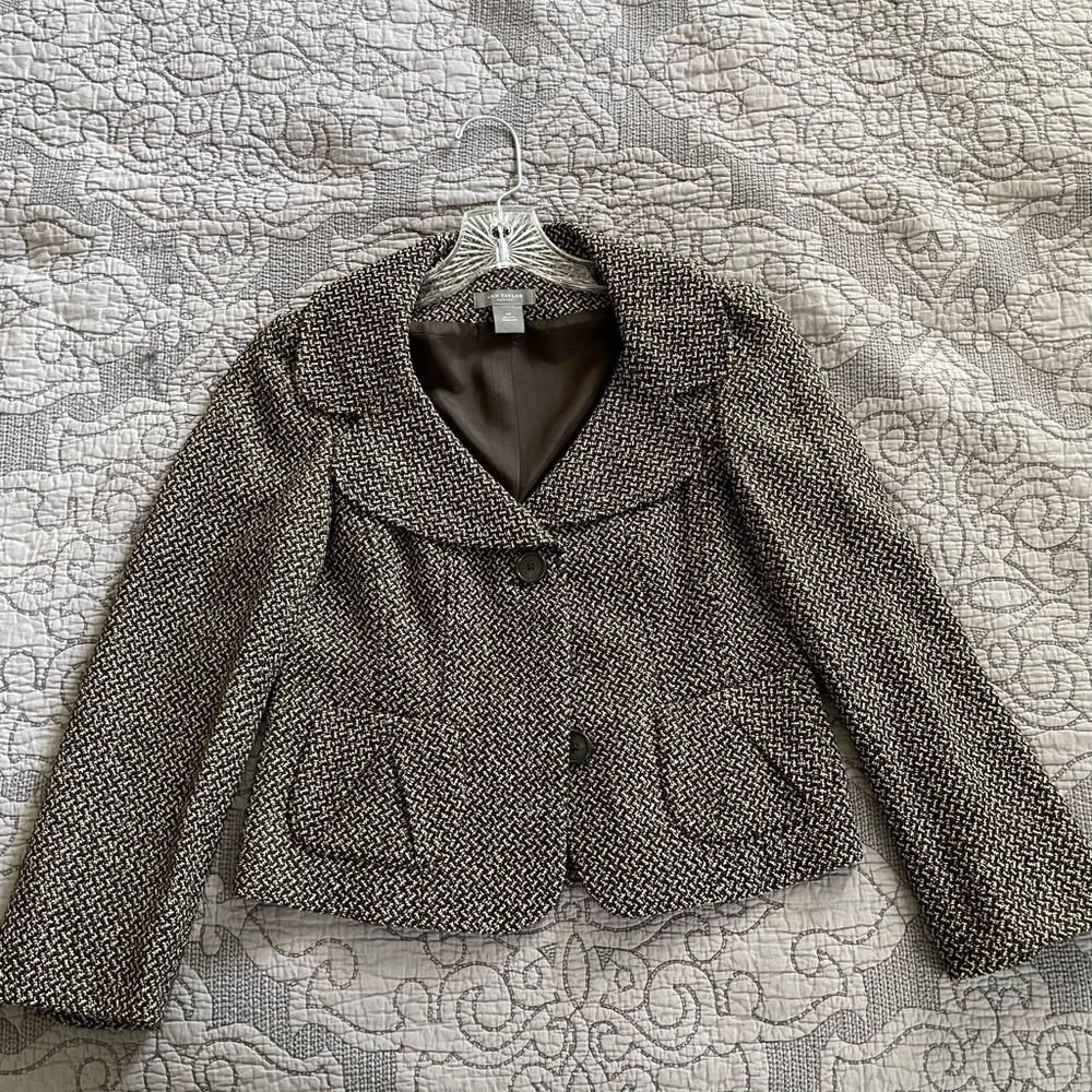 Ann Taylor Women's Brown and Tan Tweed Jacket